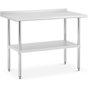 Stainless Steel Work Table, NSF Heavy Duty Prep Table with Adjustable Shelf & Backsplash, 2-Tier Commercial Table for Kitchen, Restaurant - 1 of 4