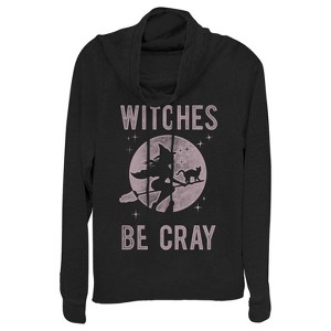 Juniors Womens CHIN UP Halloween Witches Be Cray Cowl Neck Sweatshirt - 1 of 3