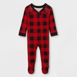 Baby Holiday Buffalo Check Matching Family Footed Pajama - Wondershop™ Red