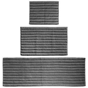 mDesign Soft Cotton Spa Mat Rug for Bathroom, Varied Sizes, Set of 3