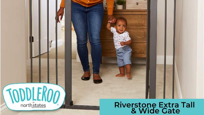 Toddleroo by North States Riverstone Extra Tall And Wide Baby Gate - Graphite -  29.75&#34;-52&#34; Wide, 2 of 7, play video