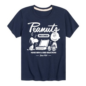 Boys' - Peanuts - Snoopy Charlie Brown Records Short Sleeve Graphic T-Shirt - 1 of 4