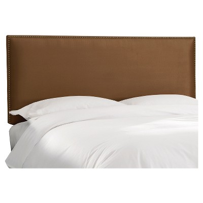 Full Arcadia Nailbutton Microsuede Headboard Premier Chocolate - Skyline Furniture