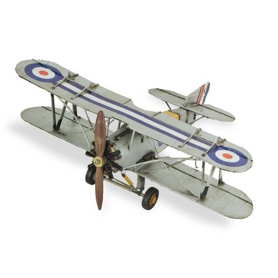 HomeRoots 5" Blue and Gray Metal Hand Painted Model Airplane