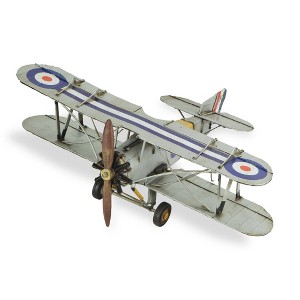 HomeRoots 5" Blue and Gray Metal Hand Painted Model Airplane - 1 of 4