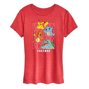 Women's - Pokémon - Stacked Logo Pikachu And Friends Short Sleeve Graphic T-Shirt - 1 of 4