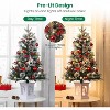 3 Ft Pre-Lit Artificial Christmas Trees w/Potted Base, Snow Flocked Small Xmas Tree w/78 Warm Lights 8 Modes, w/Battery Operated Timer Function - 3 of 4