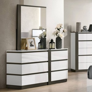 Pape Contemporary 6 Drawer Dresser with Mirror White/Metallic Gray - miBasics - 1 of 4