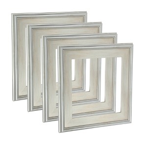 Cardinali Plein Aire Silver 4x4" Open Back Frames for Canvas Art - Box of 4, 3" Wide Moulding w/ Raised Edge - No Glass or Backing - 1/2" Rabbet - 1 of 4