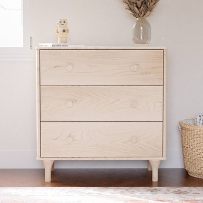 Lolly Minimalist Light Wood 3-Drawer Chest Dresser with Tapered Legs