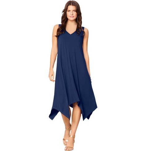 Roaman's Women's Plus Size Sleeveless Swing Dress - 22/24, Blue