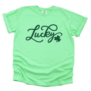 Simply Sage Market Cursive Lucky Clover  Garment Dyed Tee - 1 of 4