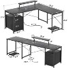 Aheaplus L-Shaped Desk with File Drawer, Reversible Computer Desk with Power Outlet and LED Strip, Corner Writing Desk with Monitor Stand - 2 of 4