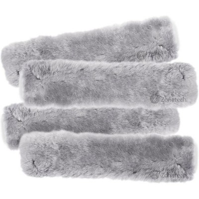 Zone Tech Car Soft Faux Sheepskin Seat Belt Comfortable Shoulder Pad Gray or Black