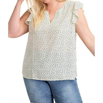 Women's Ruffle Sleeve Heart Print Blouse - KORI