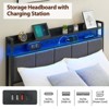 Queen Bed Frame with 2 Storage Drawers, Upholstered Storage Headboard with LED Lights and Charging Station - 4 of 4