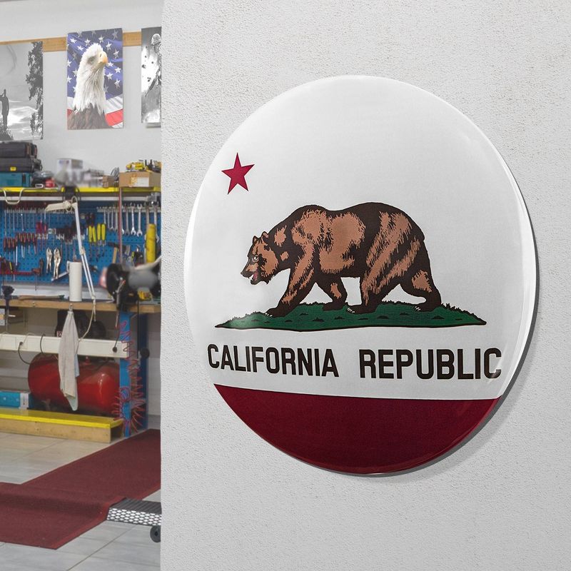 15&#34; x 15&#34; California State Flag Dome Metal Sign White/Red - American Art Decor, 3 of 6