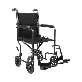 McKesson Ltwt. Transport Wheelchair Steel 19" W x 16"D 250 lbs. Weight Capacity 146-TR39E-SV, 1 Ct