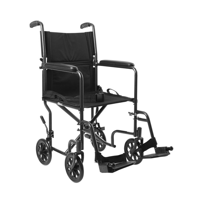 McKesson Ltwt. Transport Wheelchair Steel 19" W x 16"D 250 lbs. Weight Capacity 146-TR39E-SV, 1 Ct, 1 of 4