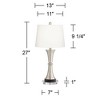 360 Lighting Seymore Modern Table Lamps Set of 2 with Round Risers 27" Tall Brushed Nickel USB Charging Port White Drum Shade for Living Room Desk - 4 of 4
