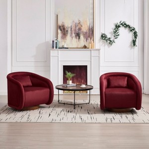 Sapphtopaz 1pc 360-degree Swivel Barrel Chair Accent Chair with Teddy Upholstery, Pumpkin-Shaped Living Room Chair Comfy Chair for Living Room - 1 of 4