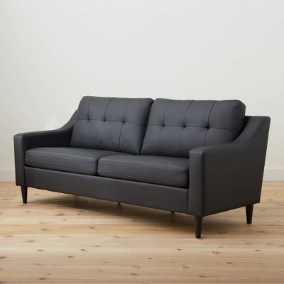 Ellen Upholstered Scooped Arm Sofa with Square Tufting Black - Brookside Home