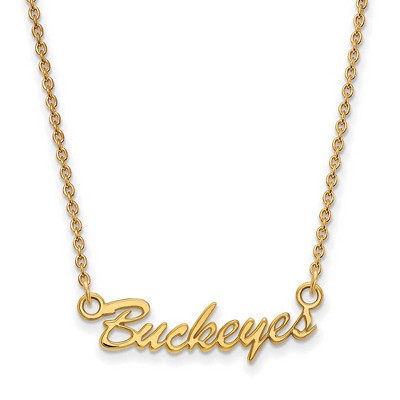 Black Bow Jewelry 14k Yellow Gold Ohio State Buckeyes NCAA Necklace 18 Inch