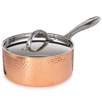 BergHOFF Vintage Tri-Ply Copper Saucepan With Stainless Steel Lid, Gold