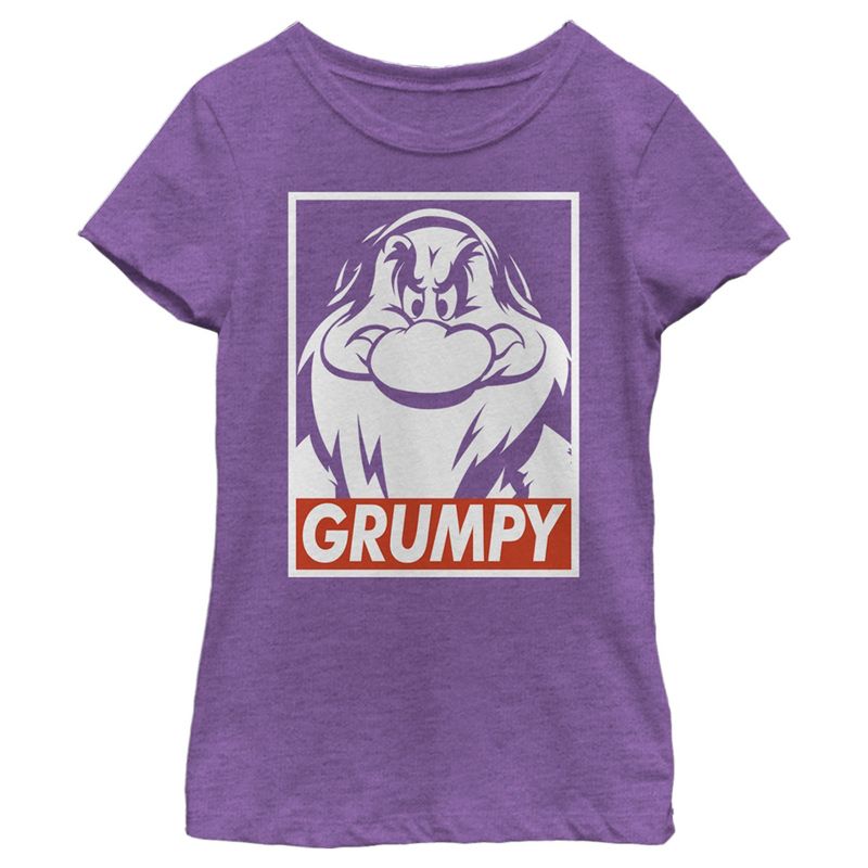 Girl's Snow White and the Seven Dwarves Grumpy Box Logo T-Shirt, 1 of 5