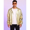 Lars Amadeus Men's Lightweight Metallic Zip Up Shiny Varsity Jacket - image 2 of 4