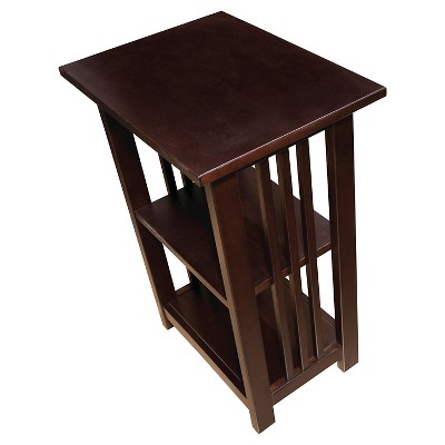 Espresso Cherry Wood Small 2-Shelf End Table