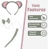 4E's Novelty Mouse Costume Kit - 3 Pcs Set with Mouse Ears Headband, Mouse Tail Costume Accessory, and Bowtie Comfortable Halloween Rat Costume - 2 of 4