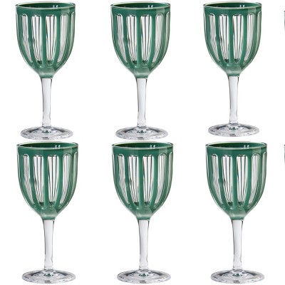 TAG Villa 22 oz Green Acrylic All Purpose Red White BPA-Free, Dishwasher Safe, Durable Drinkware Set of 6