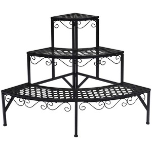 Tangkula Metal Plant Stand Flower Pot Plant Display Holder 3-Tier Rack Perfect for Patio Garden Balcony - 1 of 4