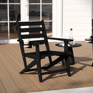 Merrick Lane Indoor/Outdoor Adirondack Dining Chair with Fold Out Cup Holder, Recycled All-Weather HDPE Adirondack Chair - 1 of 4