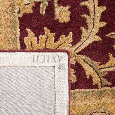 Burgundy and Gold Hand-Tufted Wool Persian Area Rug