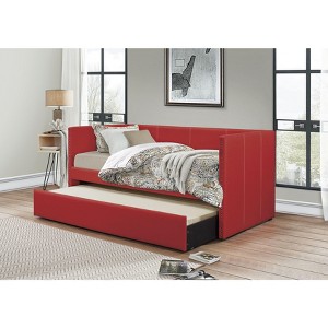 NicBex Twin Size Upholstered Nailhead Trim Daybed with Pull-out Trundle for Bedroom,Living Room,Apartment - 1 of 4