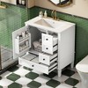 30" Bathroom Vanity with Ceramic Sink, Modern Solid Wood Storage Cabinet with 3 Soft-Close Drawers - ModernLuxe - 2 of 4