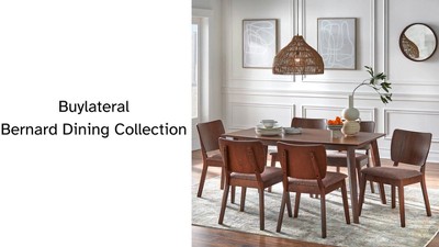 Bernard Mid-Century Brown Upholstered Wood Side Chairs, Set of 2