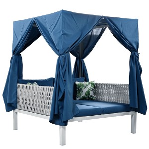 CLIHOME Outdoor Patio Sunbed with Curtains, High Comfort, Suitable for Multiple Scenarios - 1 of 4