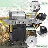 ELJGET 3/4 Burner BBQ Propane Gas Grill with Side Burner, Outdoor Stainless Steel Patio Garden BBQ Grill with Lid, Wheels for Outdoor Camping - 3 of 4