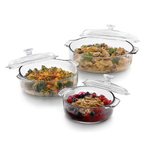 Libbey Baker's Basics 3 Piece Glass Casserole Baking Dish Set with Glass Covers - 1 of 4