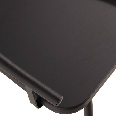 Lael Modern Industrial Black Swivel Bar Stool with Wood Seat