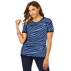 Jessica London Women's Plus Size Fine Gauge Crewneck Shell - 1 of 4