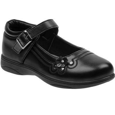 Girls black leather school 2024 shoes