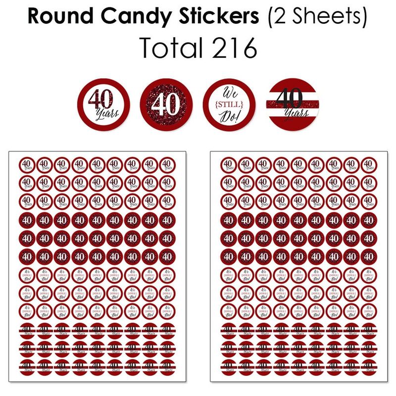 Big Dot of Happiness We Still Do - 40th Wedding Anniversary - Anniversary Party Candy Favor Sticker Kit - 304 Pieces, 5 of 9
