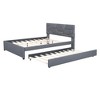 TIRAMISUBEST Full/Queen Size Upholstered Platform Bed with Brick Pattern Headboard and Trundle, Linen Fabric Bed Frame with Slats Support - 3 of 4