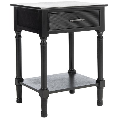 Black Wood Rectangular Accent Table with Storage Drawer