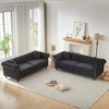 3-Seater + 2-Seater Velvet Modern Sofa with Tufted Buttons and Rolled Arms, Solid Wood Frame with Wooden Legs, Includes 4 Cushions for Living Room - 2 of 4