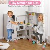 Corner Wooden Kitchen Playset for Kids w/ 12-in-1 Appliances: Stove, Oven, Sink, Microwave, Washer + Blackboard & Storage - Kids Gift - 2 of 4